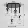 Modern cluster ceiling light Koyoto with four smoke-coloured, amber and clear glass shades