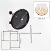 Modern Cluster Ceiling Light Koyoto, Ecru Wood Slats, 5 Amber-Clear Glass Shades