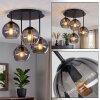 Modern Cluster Ceiling Light Koyoto with 4 smoke-coloured glass shades, E14