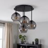 Modern Cluster Ceiling Light Koyoto with 4 smoke-coloured glass shades, E14