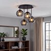 Modern Cluster Ceiling Light Koyoto with 4 smoke-coloured glass shades, E14