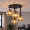 Modern Cluster ceiling light Koyoto with four amber shades over the dining table