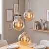 Cluster pendant light Gastor with amber glass shades, height-adjustable during installation