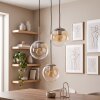 Cluster pendant light Gastor, adjustable at installation, amber-clear glass shades