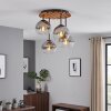 Retro globe ceiling light Koyoto with four clustered clear and smoked glass shades