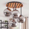 Cluster ceiling light Koyoto with slat canopy and chrome and smoke-coloured glass shades