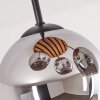 Cluster ceiling light Koyoto with slat canopy and chrome and smoke-coloured glass shades
