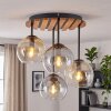 Modern Cluster ceiling light Koyoto with 4 amber, smoke and clear glass shades