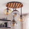 Modern Cluster ceiling light Koyoto with 4 amber, smoke and clear glass shades