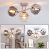 Modern Cluster ceiling light Gastor with three amber, smoke and clear glass shades