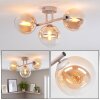 Modern cluster ceiling light Gastor with three amber and clear glass shades