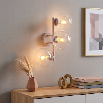 Modern Globe wall light Gastor with three clear glass shades arranged vertically