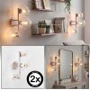 Globe wall light Gastor with 3 clear glass shades and E14 sockets, 2-piece set