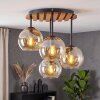 Boho-style Cluster ceiling light Koyoto with four round amber glass shades