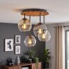 Cluster Ceiling Light Koyoto with 4 glass shades in amber, smoke-coloured and clear