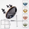 Cluster ceiling light Koyoto with four hanging glass shades and round wood slat canopy