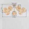 Cluster ceiling light Basto, Boho Style, seven woven ecru bamboo shades