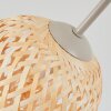 Cluster ceiling light Basto, Boho Style, seven woven ecru bamboo shades