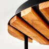 Cluster ceiling light Koyoto with wooden slats and glass shades in amber and smoke-coloured