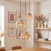 Cluster pendant light Gastor with round amber and clear glass shades, 3-light