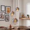 Cluster pendant light Gastor with 3 staggered smoke and clear glass shades