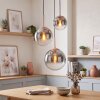 Cluster pendant light Gastor with 3 staggered smoke and clear glass shades