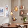 Modern cluster pendant light Gastor with three glass shades in amber, smoke and clear