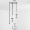 Modern cluster pendant light Gastor with three glass shades in amber, smoke and clear