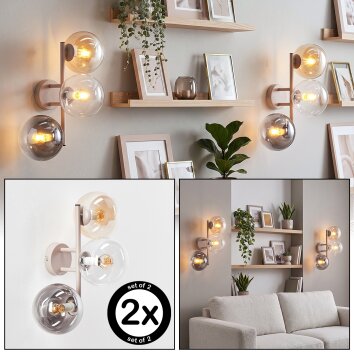 Modern Wall Light Gastor, 2-Piece Set with Three Vertical Glass Shades