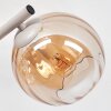 Modern Globe Ceiling Light Koyoto with three amber glass shades on a central bar