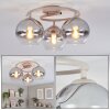 Modern cluster ceiling light Koyoto with three smoke and clear glass shades