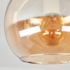 Modern Globe Ceiling Light Koyoto with three amber glass shades and E14 sockets