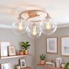 Modern Globe Ceiling Light Gastor with three clear glass shades, sand-coloured
