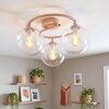 Modern Globe Ceiling Light Gastor with three clear glass shades, sand-coloured