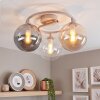 Cluster Ceiling Light Gastor with ring frame and smoke, amber and clear glass shades