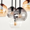 Modern cluster ceiling light Koyoto with wood slats, amber, smoked and clear shades