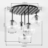 Modern cluster ceiling light Koyoto with wooden slat panel and five smoke glass shades