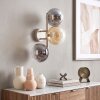 Modern Cluster Wall Light Gastor with three round smoke, amber and clear glass shades