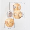 Cluster Wall Light Basto with Three Woven Spherical Bamboo Shades, Sand-Coloured