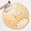 Cluster Wall Light Basto with Three Woven Spherical Bamboo Shades, Sand-Coloured