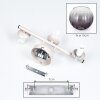 Retro cluster wall light Koyoto, 2-piece set with three smoke-clear glass shades