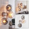 Modern Globe wall light Koyoto with three smoke and amber glass shades for the couch