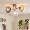Modern cluster ceiling light Koyoto with three round smoked, amber and clear glass shades