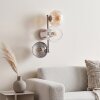 Wall Light Koyoto with three clustered spherical glass shades in clear, amber and smoke