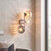 Wall Light Koyoto with three clustered spherical glass shades in clear, amber and smoke