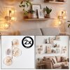 Modern Globe Wall Light Koyoto, 2-Piece Set with 3 Amber and Clear Glass Shades