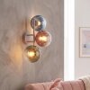 Cluster wall light Gastor, three round blue, green and coppery glass shades for the couch