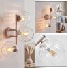 Modern Sand-Coloured Wall Light Koyoto with Clear Rippled Glass Shades, E14