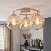 Modern Globe Ceiling Light Gastor with Three Amber Glass Shades in Ring Arrangement