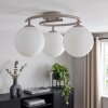 Cluster Ceiling Light Gastor with three white glass shades in a sand-coloured frame